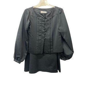 Vintage Nipon Boutique Two-piece Skirt Jacket Set Black Setin Suit